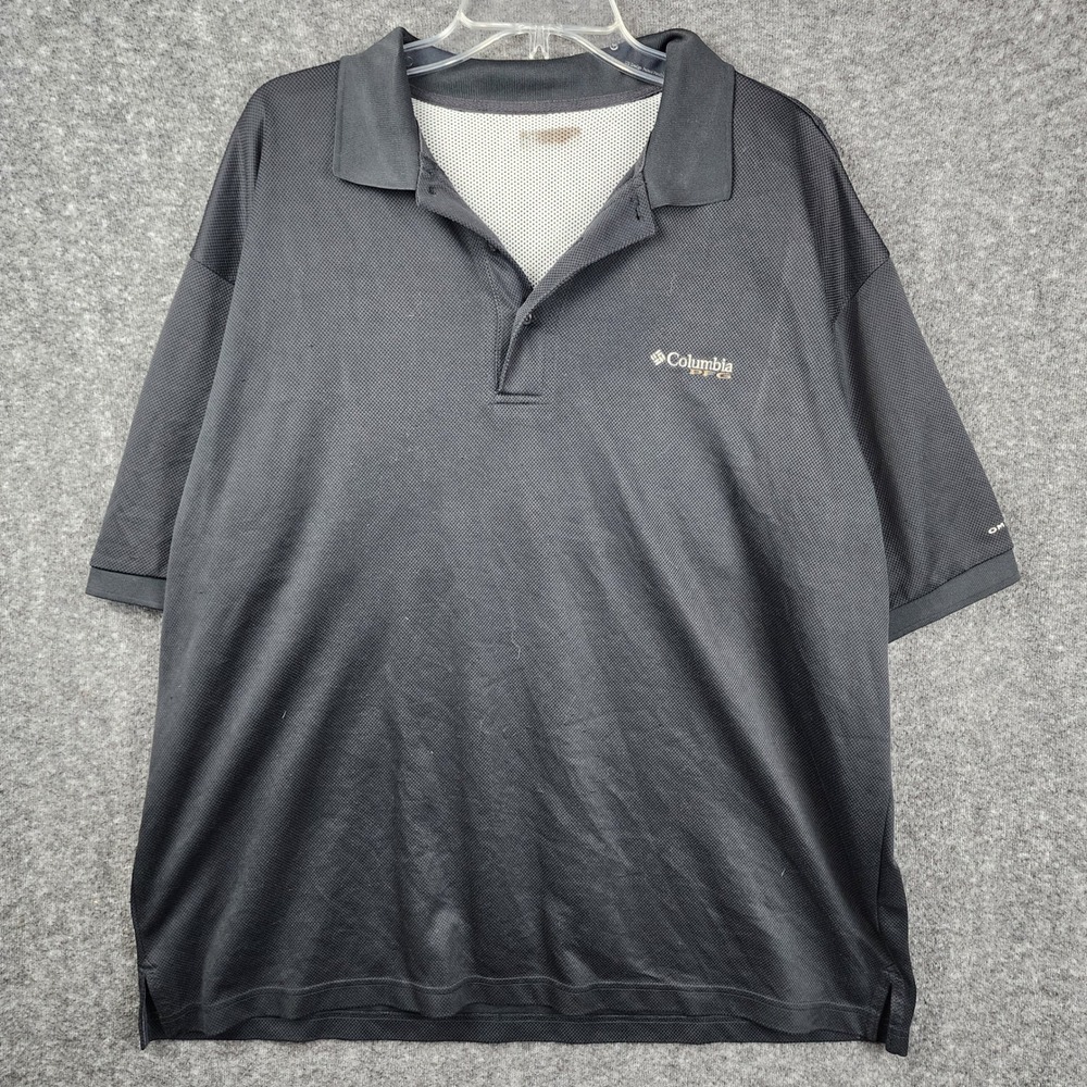 Columbia PFG Polo Shirt Mens XL Black Omni-Shade Performance Fishing Gear FM6016